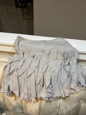 INC International Concepts Light Gray Ruffled Mini Skirt